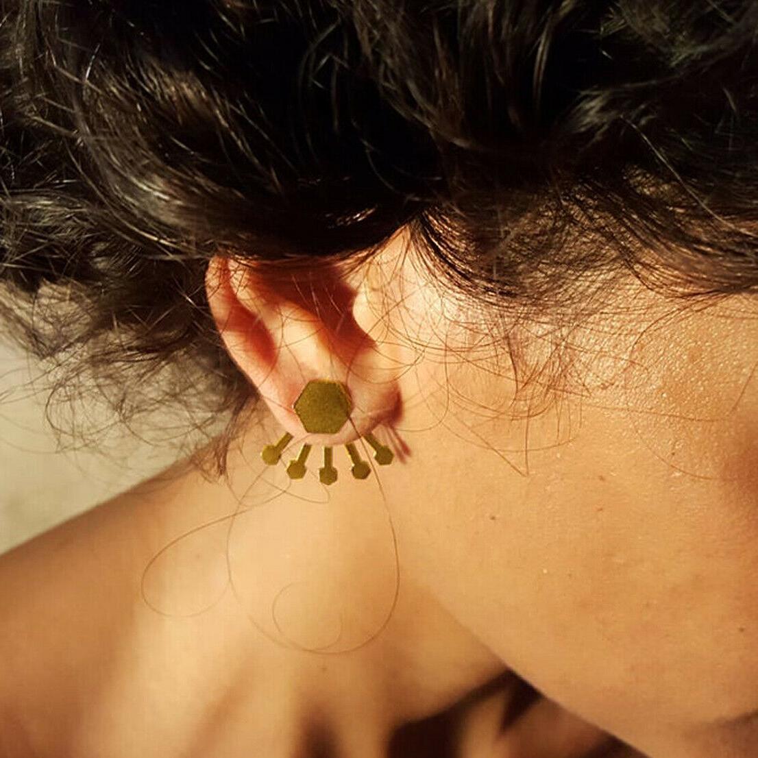 22 carati vero solido oro giallo geometrico