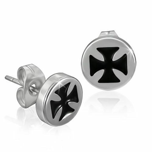 2er set 316l orecchio spina croce ferro