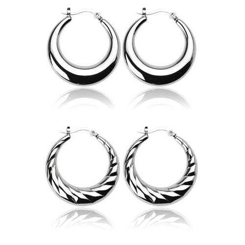 2er set orecchini a cerchio grande acciaio