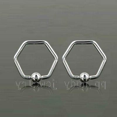 2pcs 16g 1cm 316l chirurgico acciaio esagonale