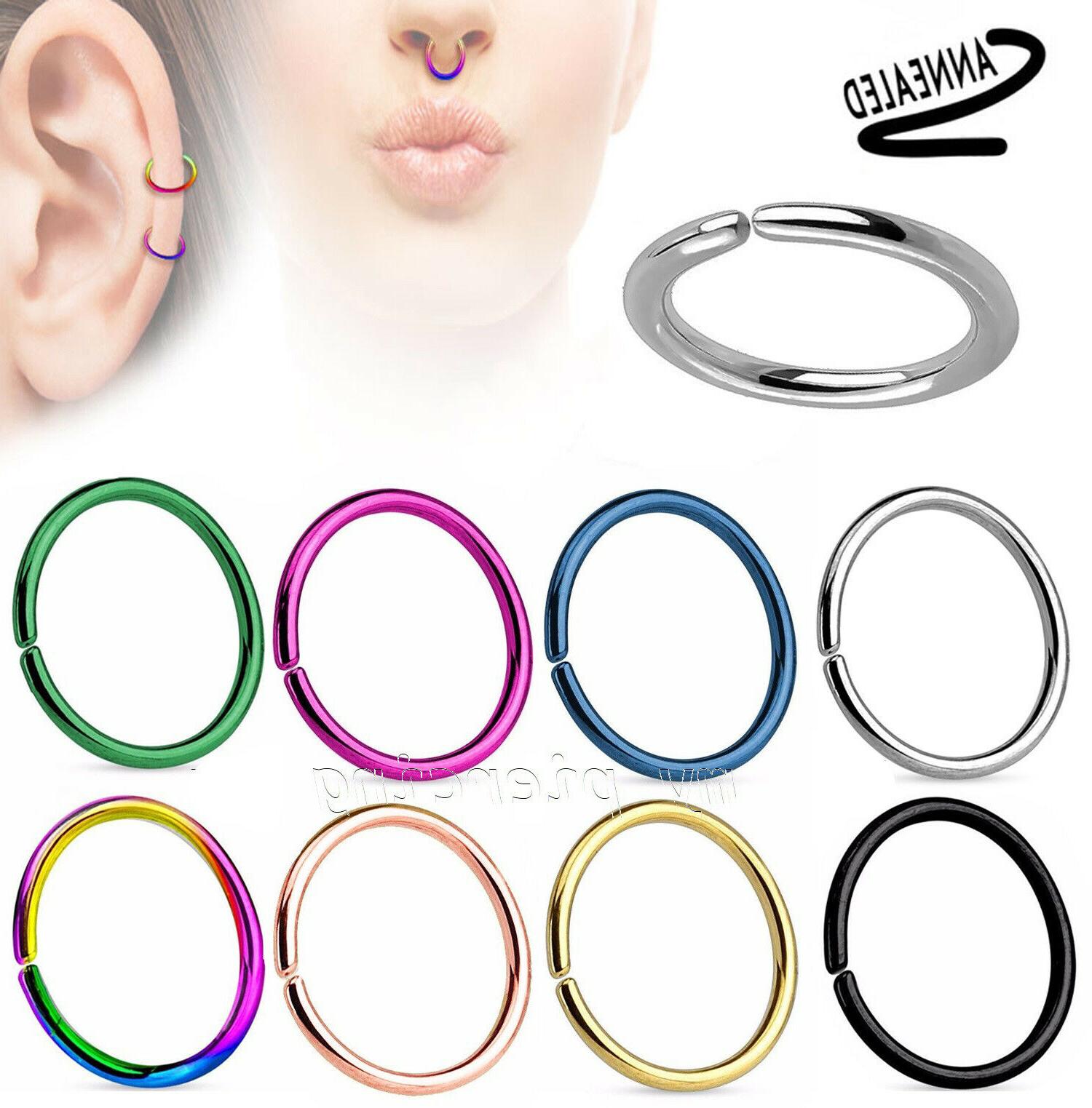 2pcs chirurgico acciaio seamless cerchio naso anello