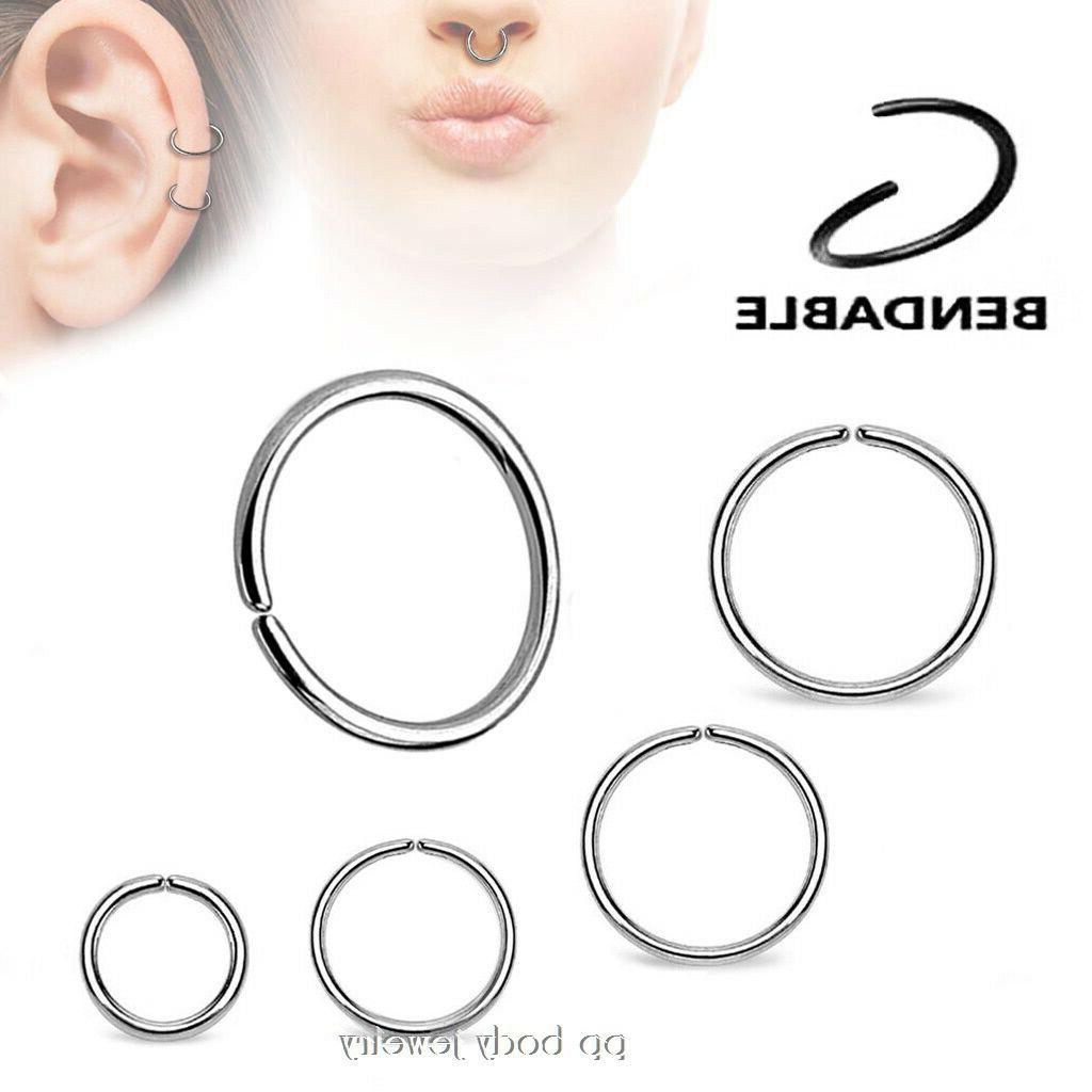 2x chirurgico acciaio seamless naso cerchio anello