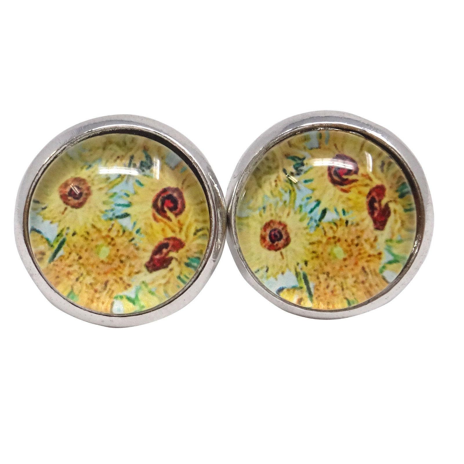 2x orecchini orecchino bottone bigiotteria van gogh