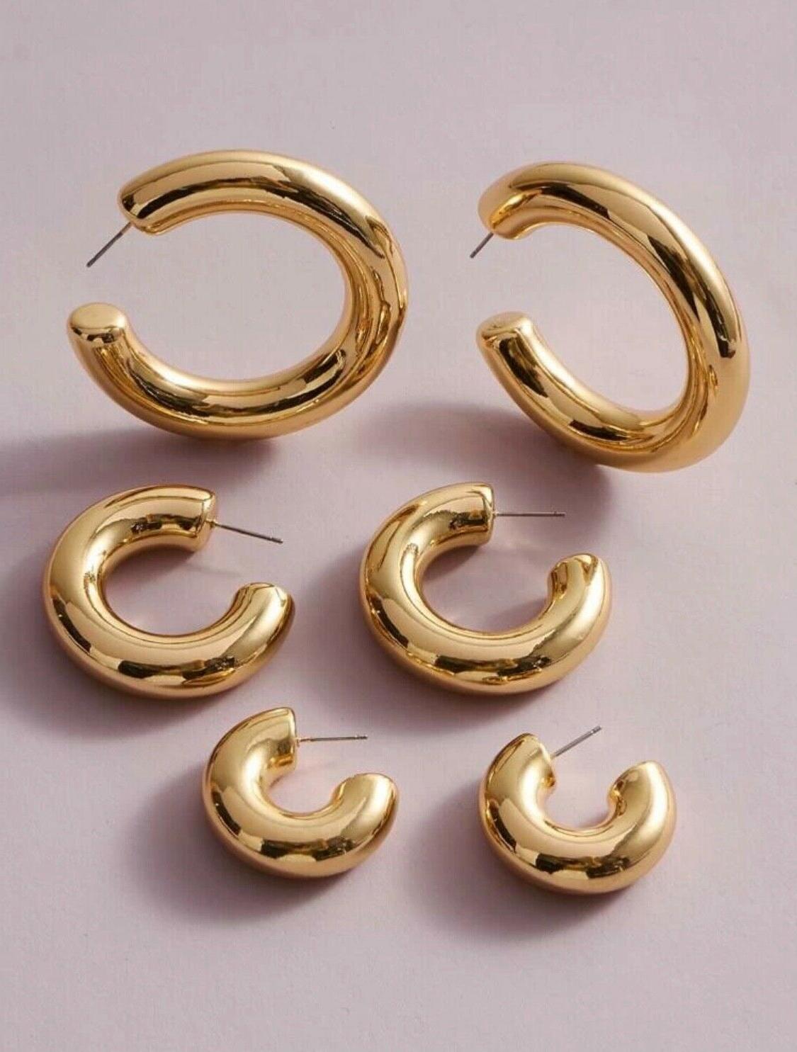 3 paia orecchini a cerchio grandi orecchini