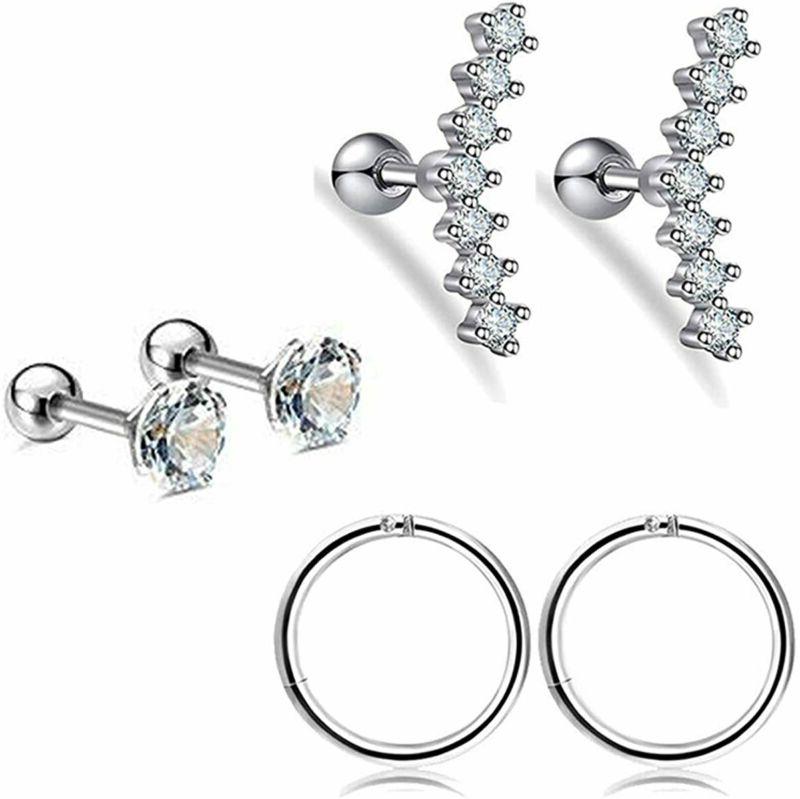 3 pezzi 16g cartilage helix tragus piercing