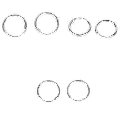 3x piercing anelli cerchio naso orecchini 925