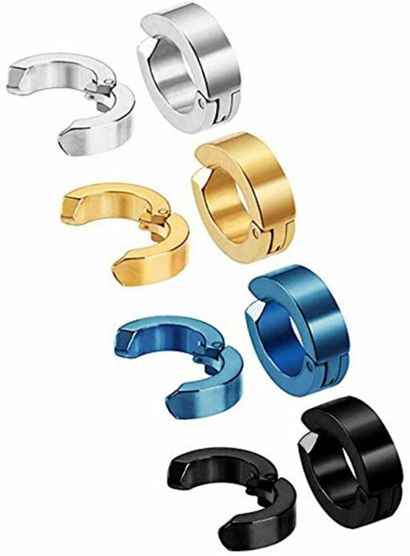 4 paia orecchini clip donna uomo finti