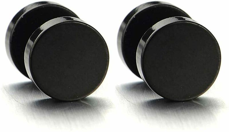 5 16mm nero cerchio orecchini da uomo