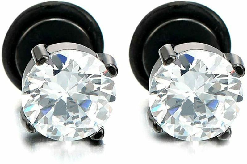 5 9mm bianco zirconi nero orecchini da