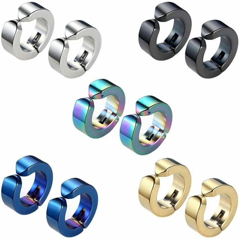 5 paia orecchini clip donna uomo finti