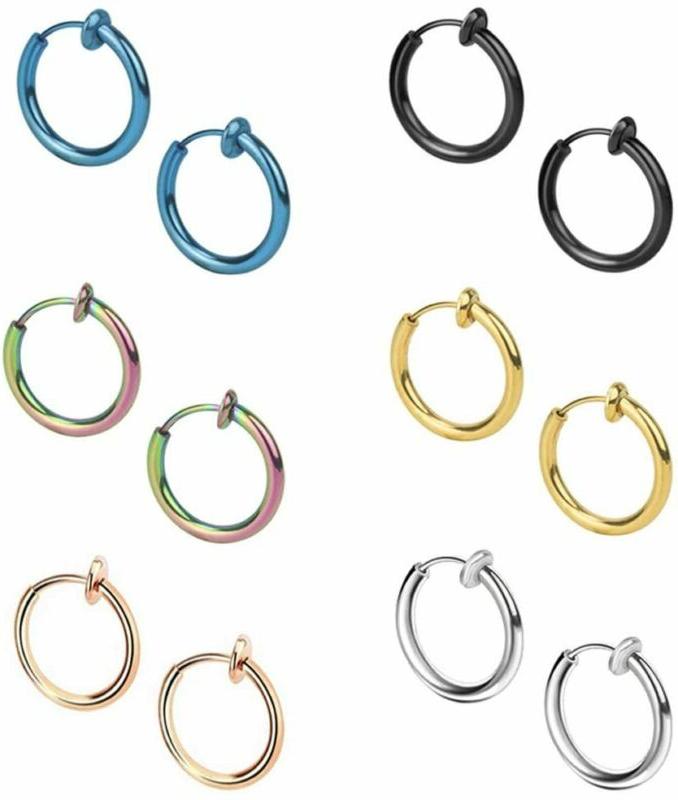 6 paia orecchini clip uomo donna bambina