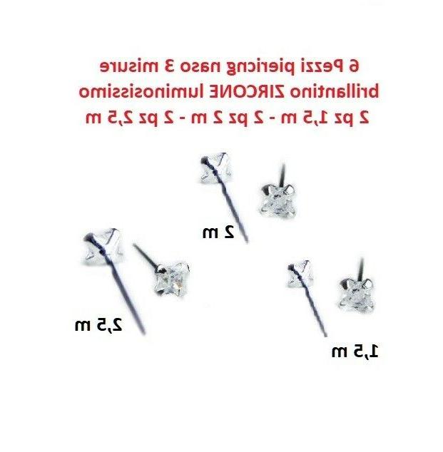 6 pezzi orecchino naso piercing nasino in