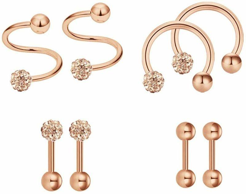 8 pezzi 16g orecchini trago helix piercing