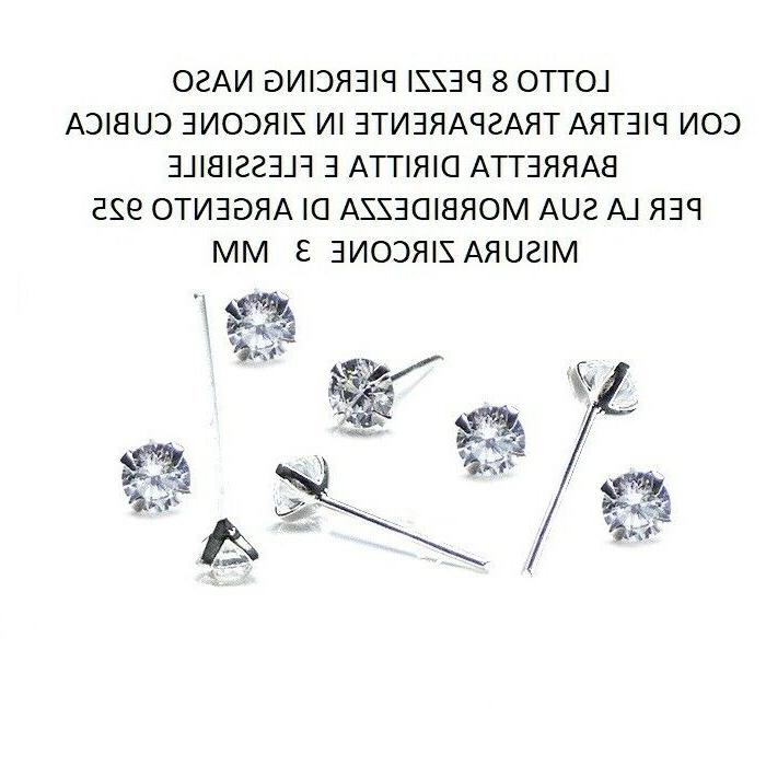 8 pezzi orecchino piercing naso nasino punto