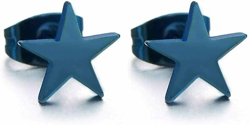 8mm blu pentagramma stella orecchini da uomo