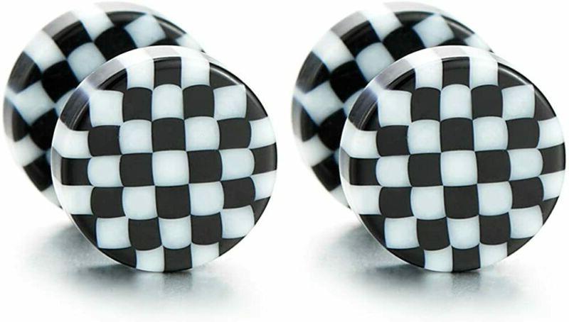 8mm nero bianco motivo a scacchi cerchio
