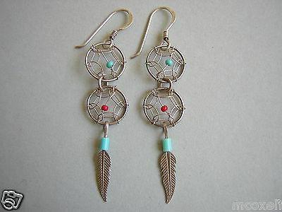925 argento indiana orecchini pendenti piuma donna