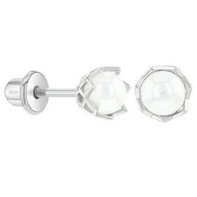 925 argento sterling 4mm perle finte vite
