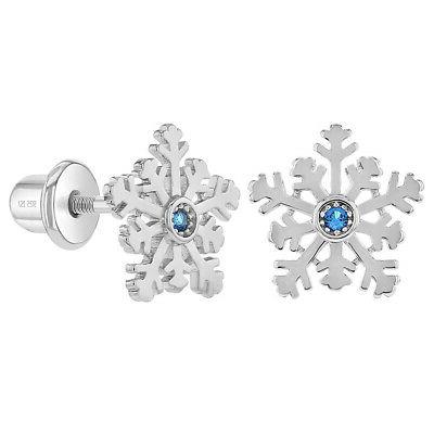 925 argento sterling blu cz inverno fiocco
