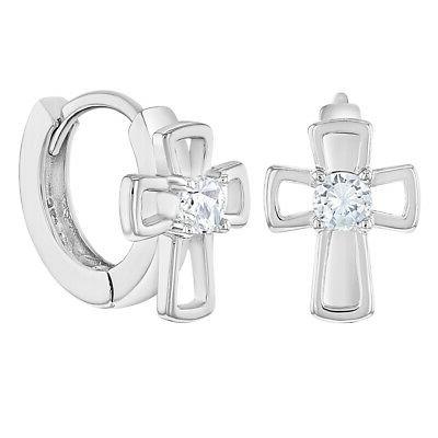 925 argento sterling croce stretto orecchini a