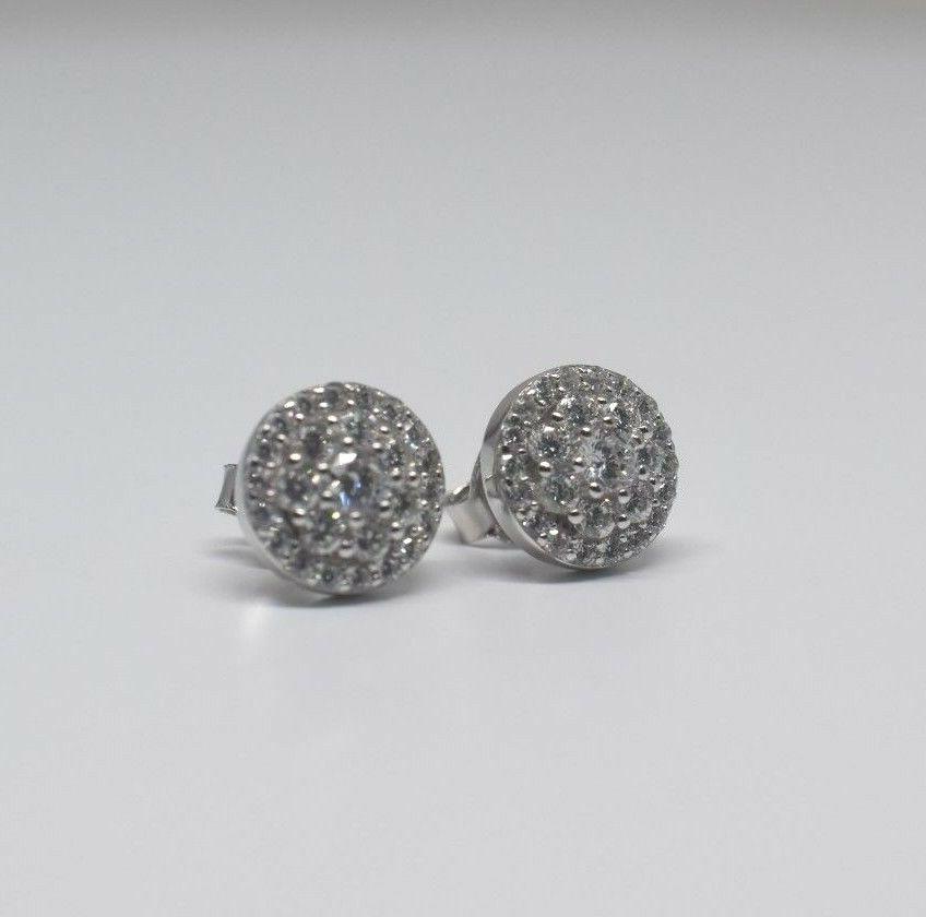 925 argento sterling grappolo cz borchiato orecchini