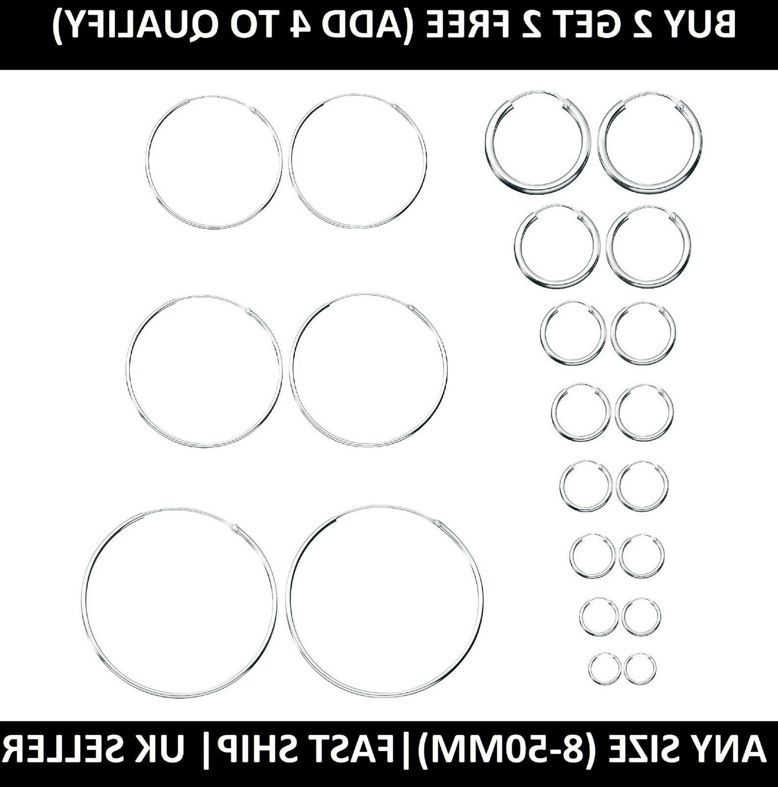 925 argento sterling orecchini a cerchio 8mm