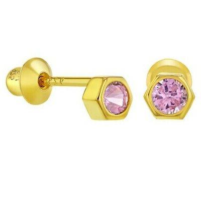 925 argento sterling oro placcato zirconi esagonale