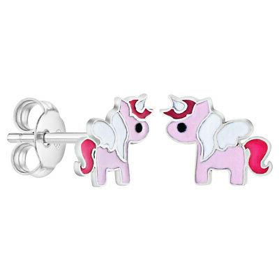 925 argento sterling piccolo smalto dipinto unicorno