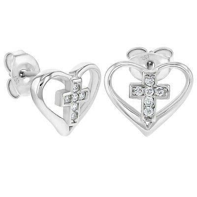 925 argento sterling piccolo trasparente cz cuore