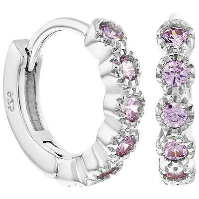 925 argento sterling rosa cz stretto orecchini