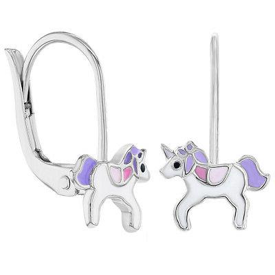 925 argento sterling unicorno orecchini levetta posteriore