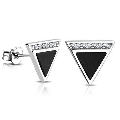 925 argento sterling zirconia nero finto gemma