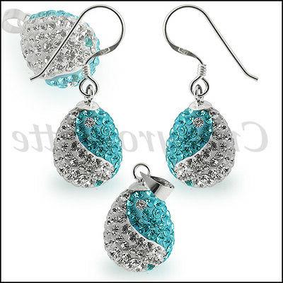925 argento strass set turchese orecchini ying