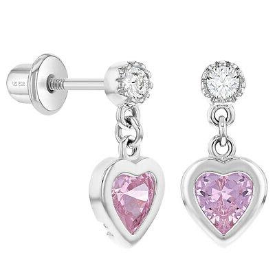 925 argento zirconi bambina pendente cuore vite