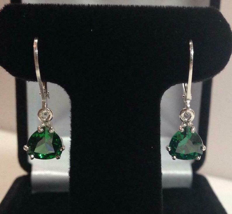 925sterling argento certificato smeraldo pietra antico orecc