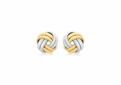9ct 2 colore oro 8mm nodo orecchini