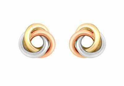 9ct 3 colore oro 8mm nodo orecchini