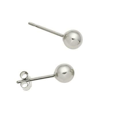 9ct oro bianco 4mm orecchini a perno