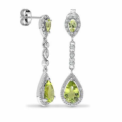 9ct oro bianco diamante peridoto verde felice