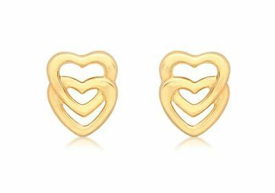 9ct oro giallo intrecciati cuori orecchini a