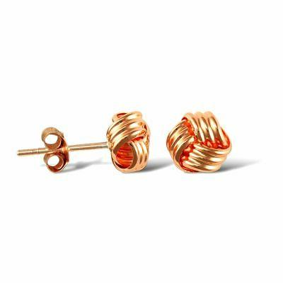 9ct oro rosa nodo a bottone orecchini