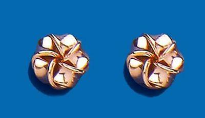 9ct oro rosa nodo orecchini bottone