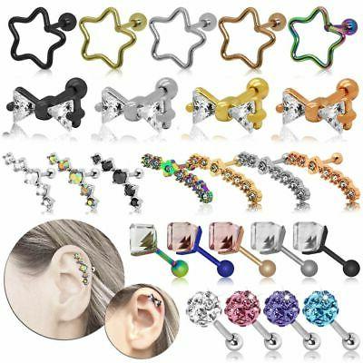 acciaio helix trago cartilagine piercing barbell barre