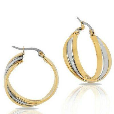 acciaio inox bicolore donna multi bangle incrociati