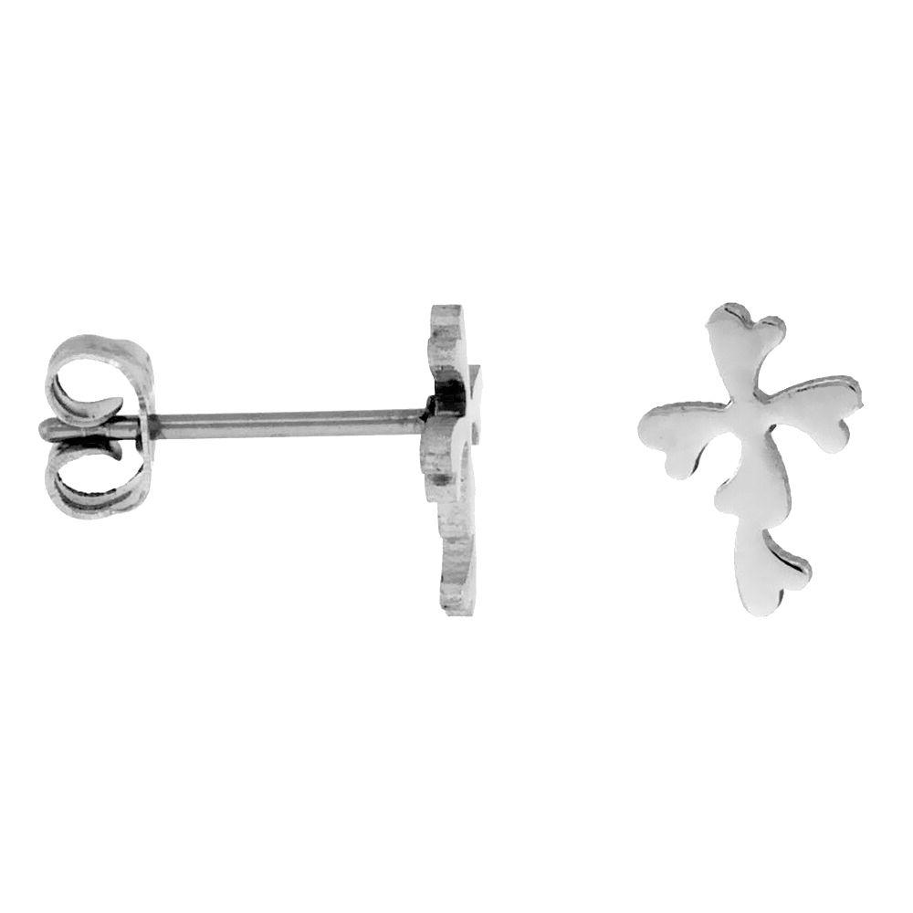 acciaio inox piccoli cuori croce orecchini a