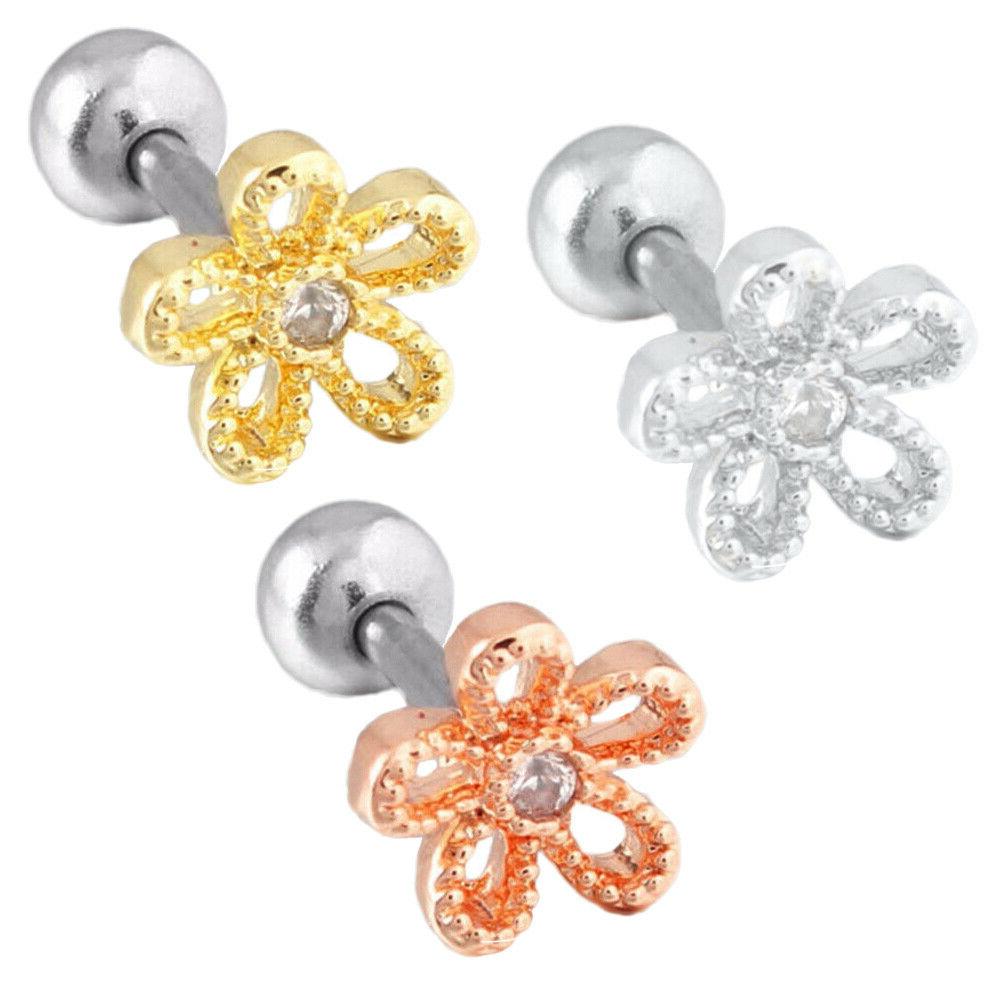 acciaio piercing helix trago orecchini fiore zirconia