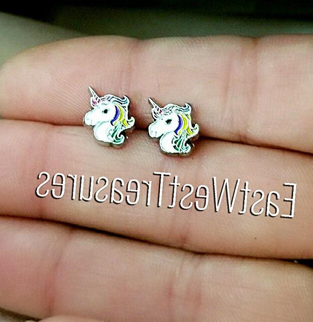 acciaio unicorno orecchini a lobo piccoli per