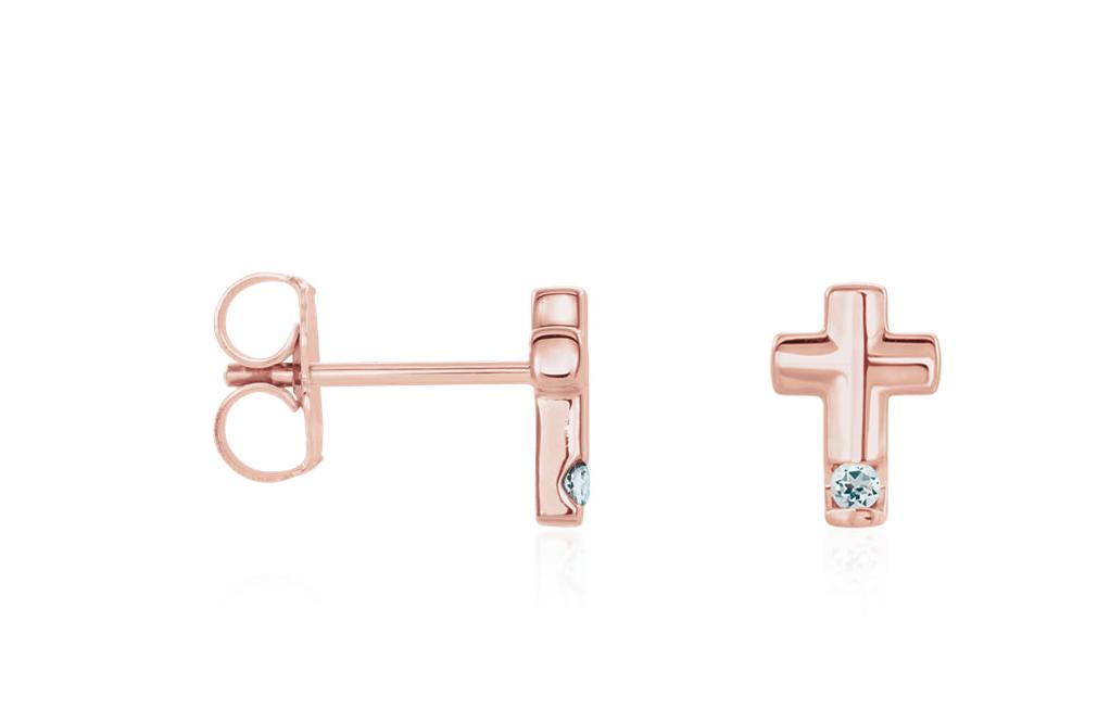 acquamarina croce orecchini 14k oro bianco giallo