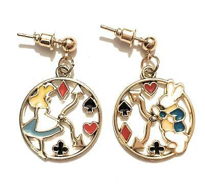 alice in wonderland orecchini pendenti bianconiglio disney