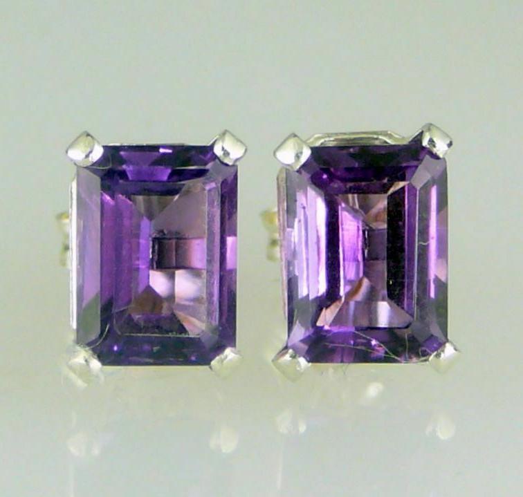 ametista smeraldo taglio orecchini a lobo sottile